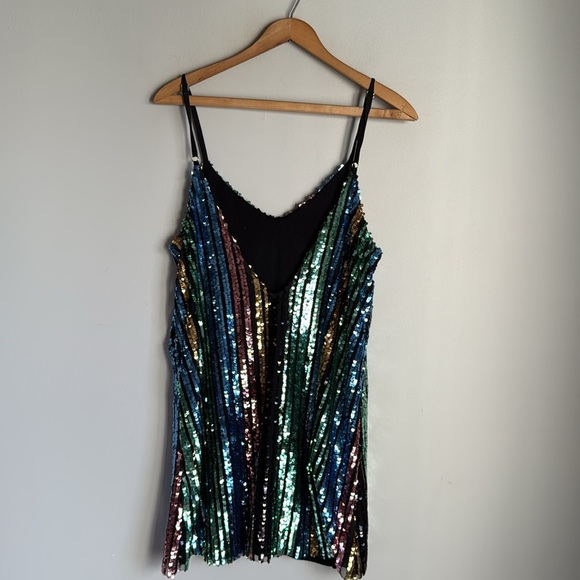 Show Me Your Mumu Vivian Sequin Rainbow Striped Slip Dress Small - Picture 3 of 10